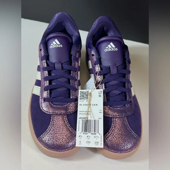 🆕Adidas VL Court 3.0 in the colors Aurora Plum/Zero Metalic/Pink Gum - Size:US 5 - Picture 10 of 17